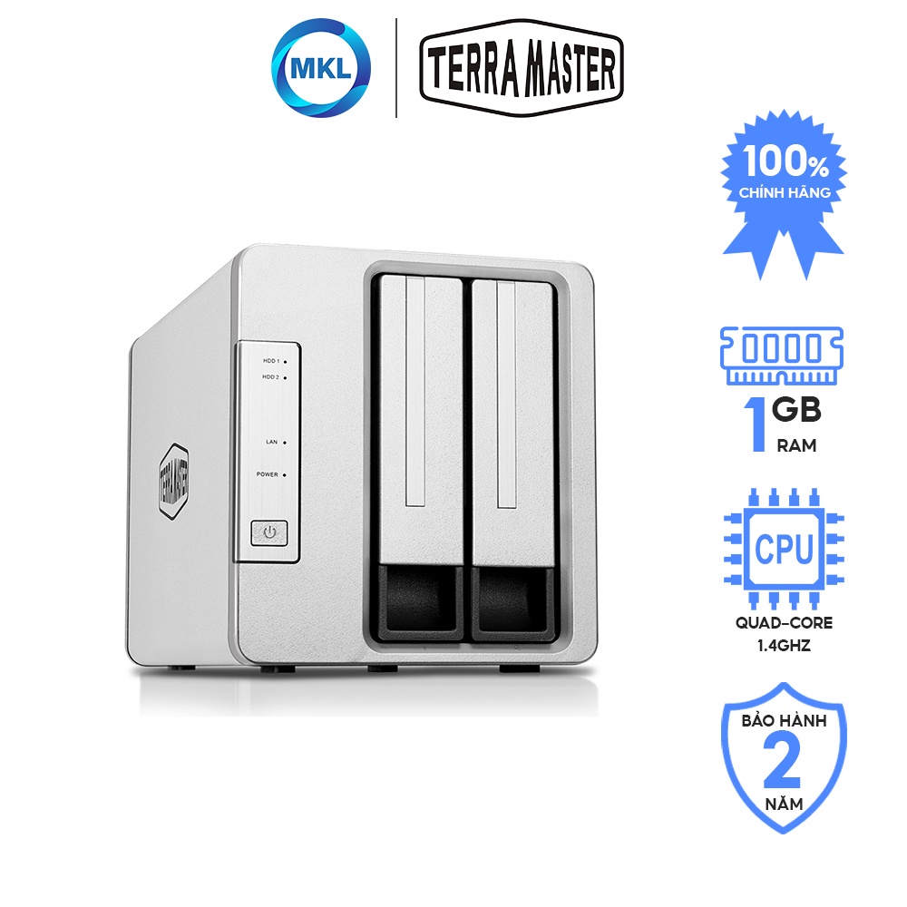 Ổ cứng mạng NAS Terra Master F2-210 Quad-Core - 2 Khay ổ cứnng Hàng chính hãng