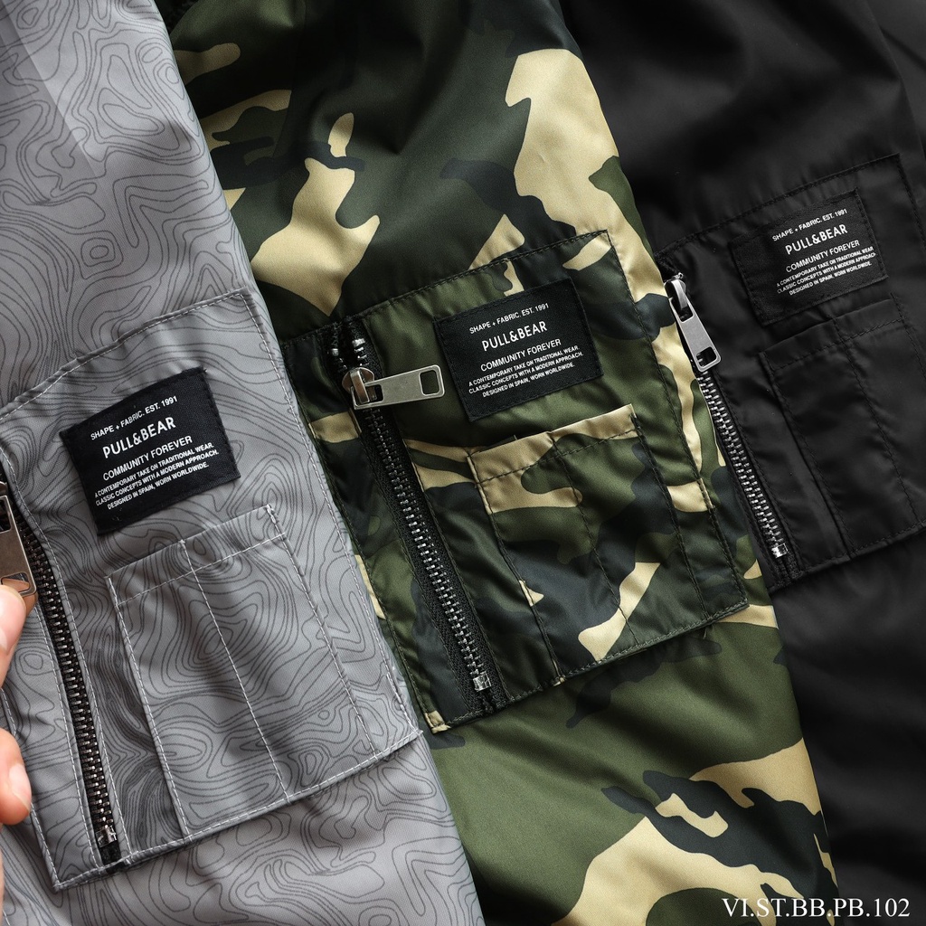 Aó khoác gió bomber Pb hàng Vnxk (áo 3 lớp trần bông,lớp gió ngoài chống nước)