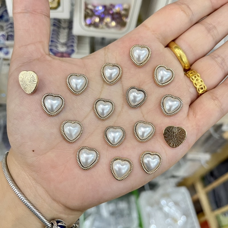 Charm tim, hoa ngọc,tim trai nửa bằng đồng trang trí móng- charm đồng phụ kiện nail Hot, đá hình gắn móng loại 1
