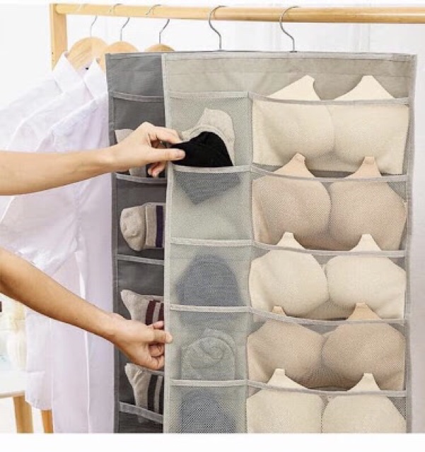 Túi treo đồ lót 2 mặt 30 ô kèm thanh móc LOẠI XÌN