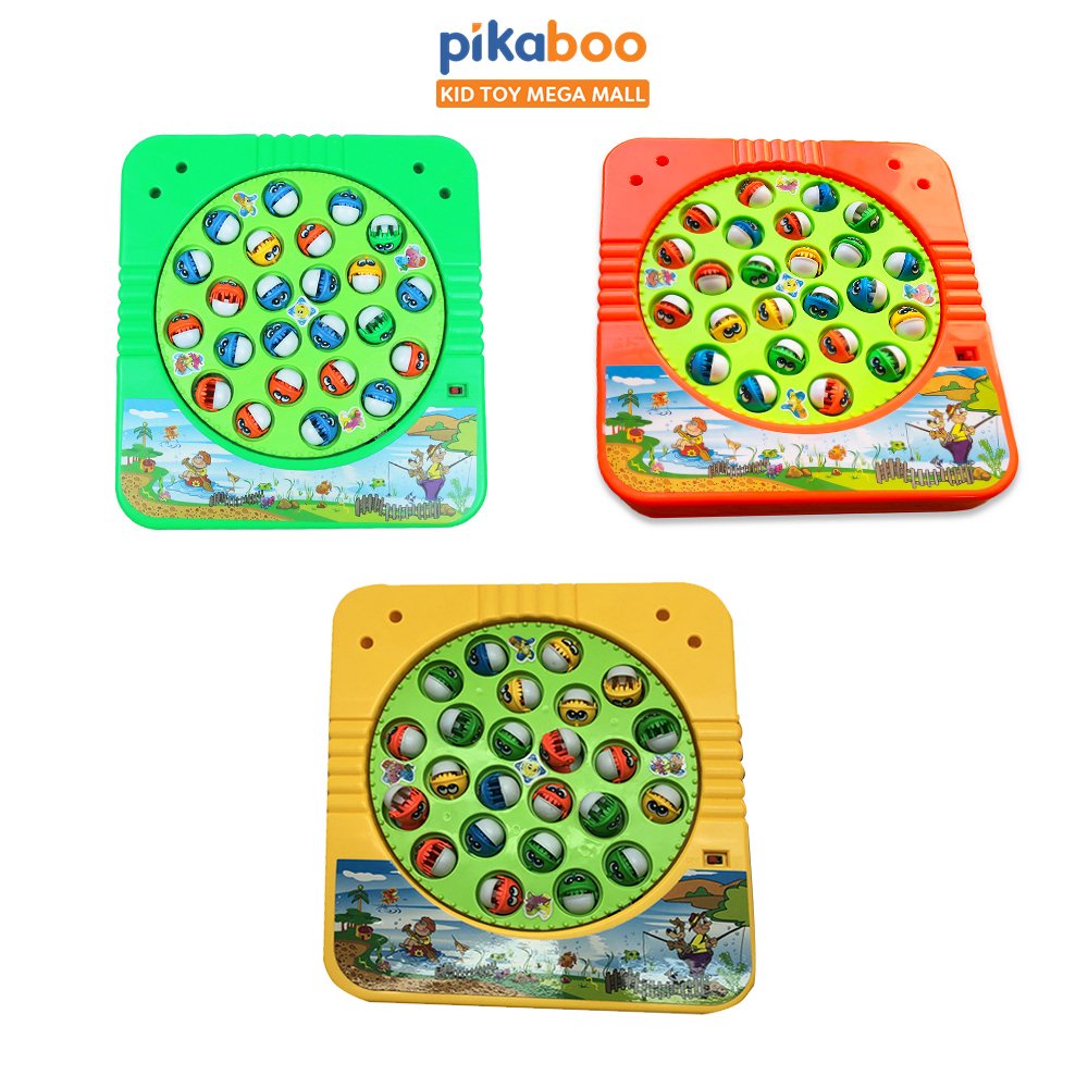 Đồ chơi câu cá Pikaboo, gồm 2 cần, 24 cá đa sắc cho bé nhận biết màu, chạy pin chất liệu nhựa an toàn