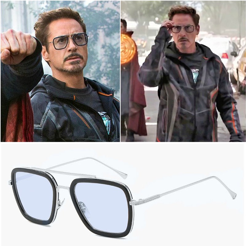 Iron Man Same Sunglasses Men's Fashion Metal Punk Retro Big Box Sunglasses