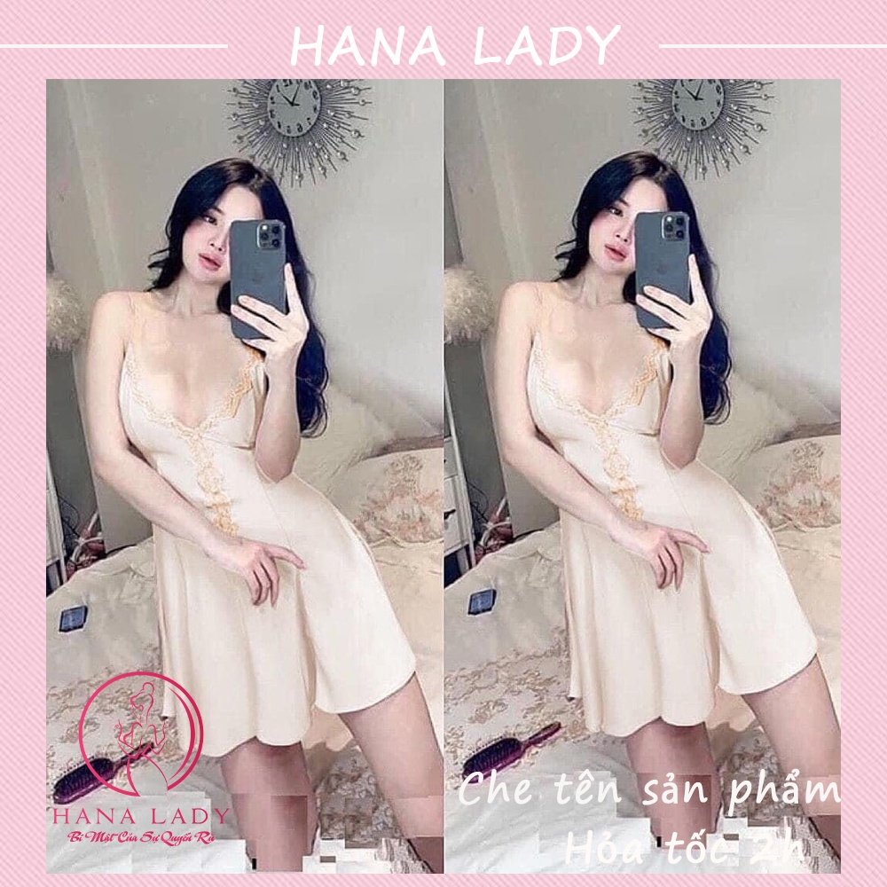 Váy ngủ lụa 2 dây, đầm ngủ mặc nhà lụa satin VN498