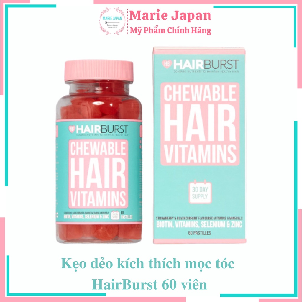 Kẹo dẻo vitamin chăm sóc hỗ trợ mọc tóc HairBurst Chewable Hair Vitamins 60 viên