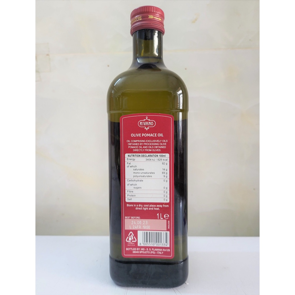 [Chai 1 Lít – POMACE ] DẦU Ô LIU TINH CHẾ [Italia] RIVANO Olive Oil (pkg)