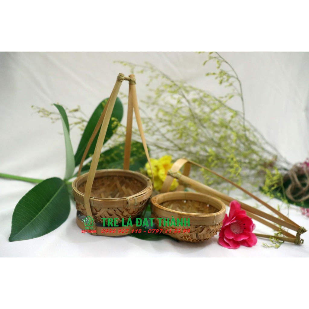 Quang gánh mây tre mini cạo tinh trang trí