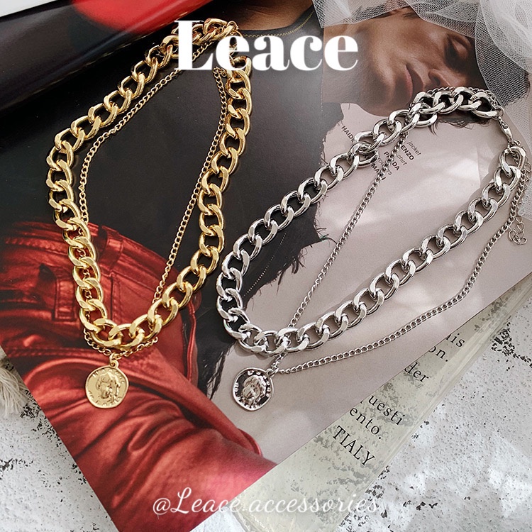 Dây chuyền nữ, vòng cổ nữ 2 lớp mặt đồng xu thời trang NL003,004 Leace.accessories