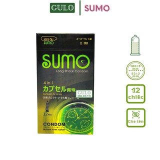 Bao cao su SUMO Long shock 4 in 1 Gai gân nhiều gel kéo dài thời gian Hương tự nhiên