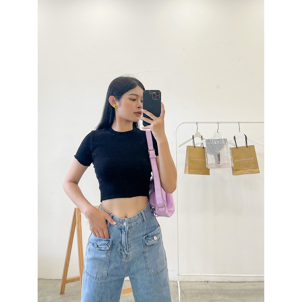 [Miều Fashionista] Áo croptop tay ngắn Anna Color