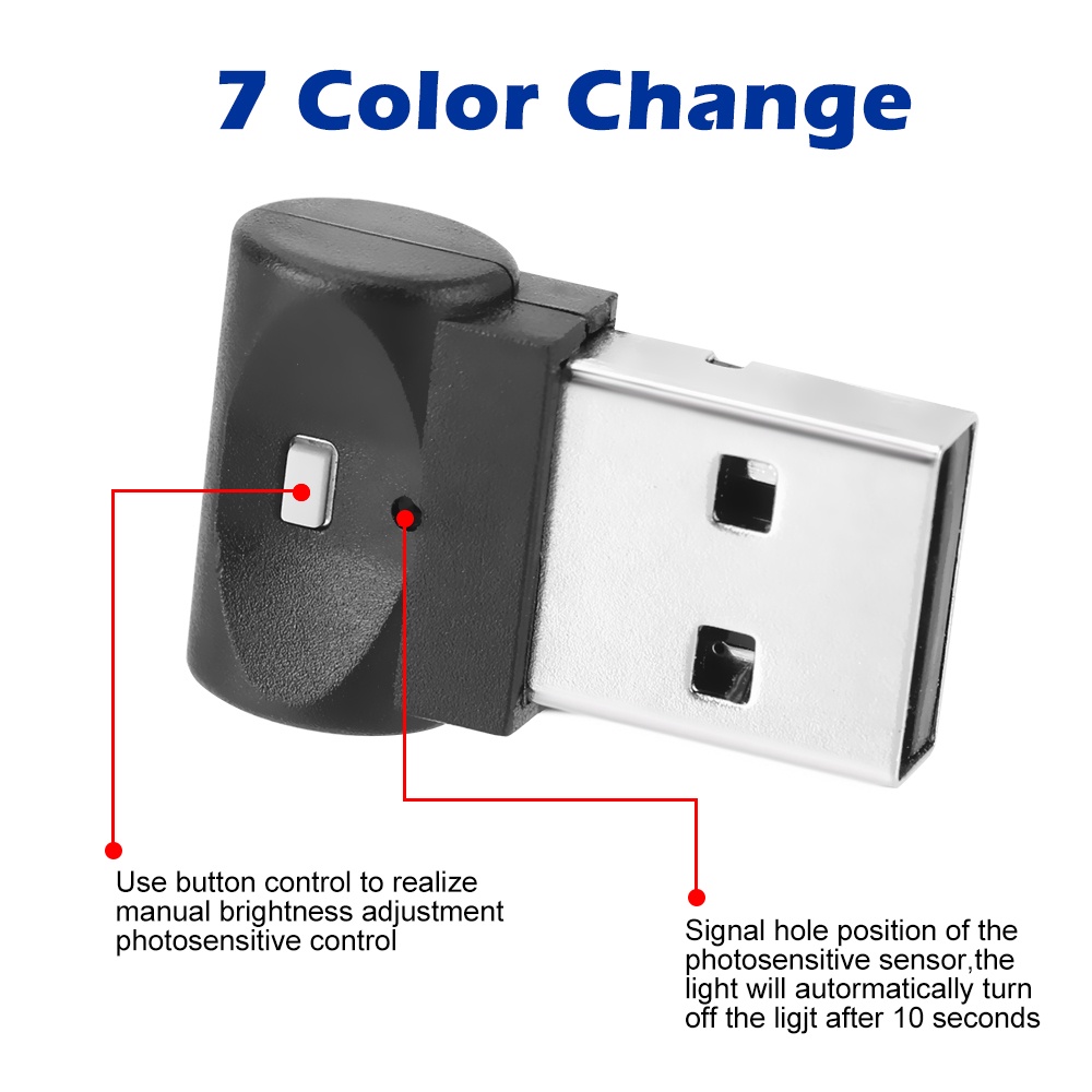 Đèn led USB mini 7 màu sắc neon trang trí xe hơi/ không khí bữa tiệc/ ngày lễ/ karaoke