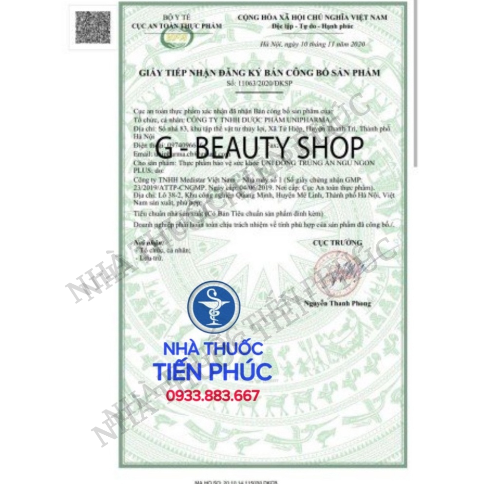 Uni đông trùng ăn ngủ ngon plus - Giúp, ăn ngon, ngủ ngon, tăng đề kháng, giảm tình trạng mất ngủ Hộp 30 viên