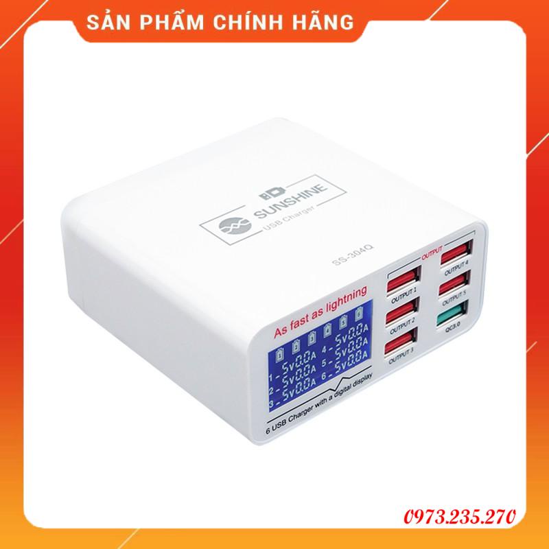 Bộ sạc 6 cổng Sunshine SS-304Q có báo dòng sạc
