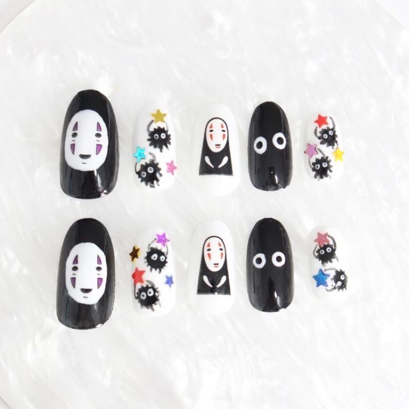 Nailbox - Bộ 10 móng giả, móng úp mẫu hoạt hình Vô Diện siêu dễ thương
