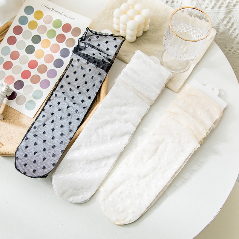 XIXI Vớ Ren Siêu Mỏng Xuyên Thấu Họa Tiết Chấm Bi Phong Cách Lolita Nhật Bản Thời Trang Mùa Hè Cho Nữ