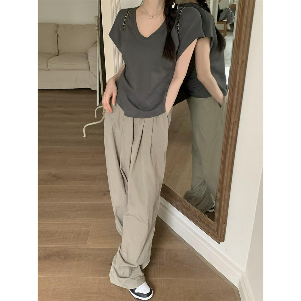 Áo Thun Cổ Chữ U Ngắn Tay Dáng Ôm Thời Trang Đơn Giản 63073