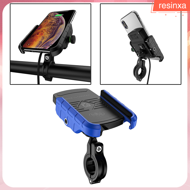 Waterproof Motorcycle Wireless 15W Qi Phone Holder Mount for 3.5-6.5 inch Cellphones 360 Rotation 12-24V Vehicles ATV