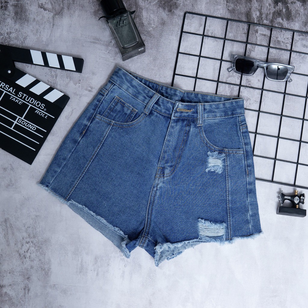 Quần Sọt Jeans Cạp Cao Chip Thân Form chữ A Siêu HOT