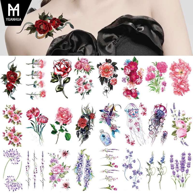 Mới Hình Xăm Dán Họa Tiết Hoa Bướm Hổ Sư Tử Phong Cách Mới