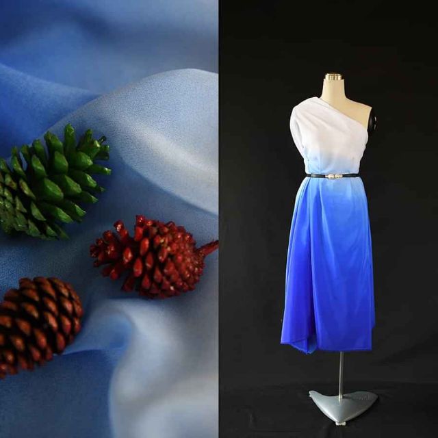 Mẫu vải chiffon Ombre White Blue (vải chiffon chuyển màu xanh trắng)