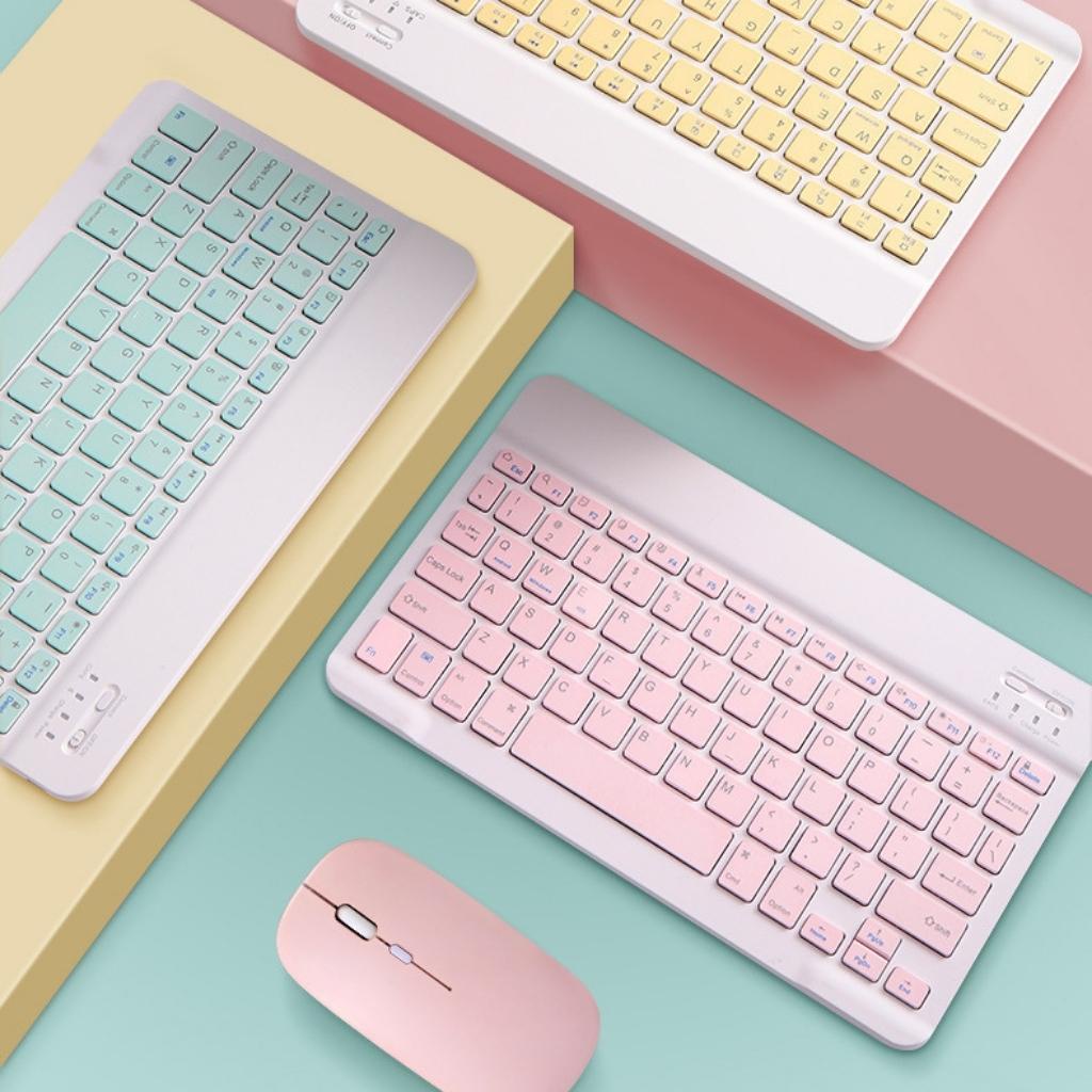 Combo bàn phím & chuột không dây bluetooth nhiều màu sắc nhỏ gọn cho điện thoại máy tính bảng ipad laptop macbook tivi