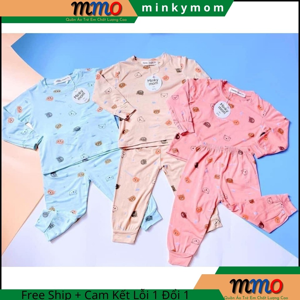 Bộ thun lạnh minkymom dài tay in gấu panda cho bé 6-18kg