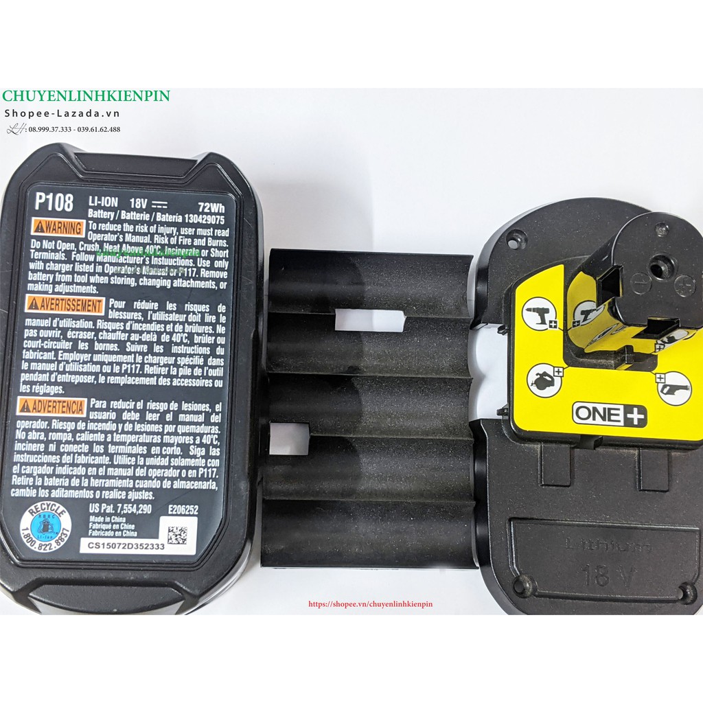 Vỏ &amp; Mạch pin Ryobi 18V 5S Li-ion nhận sạc zin ( BL64_137 )