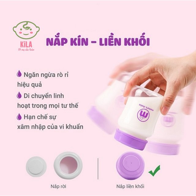 Bình trữ sữa cổ rộng Mama’s Choice, dùng được với máy hút sữa Spectra, Avent, Rozabi