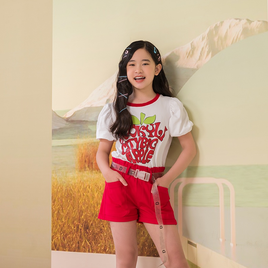 Quần short jeans cho bé gái JOOKYLI màu đỏ 20G0944