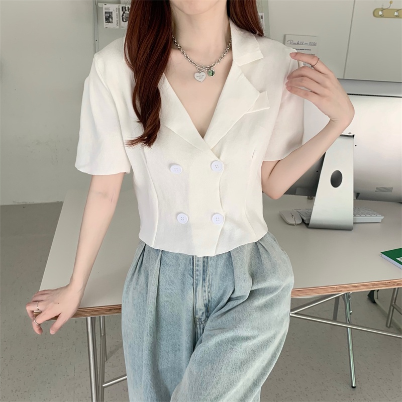 SUXI Áo Cardigan Dệt Kim Tay Ngắn Dáng Ôm Màu Sắc Đơn Giản Thời Trang Mùa Hè Cho Nữ