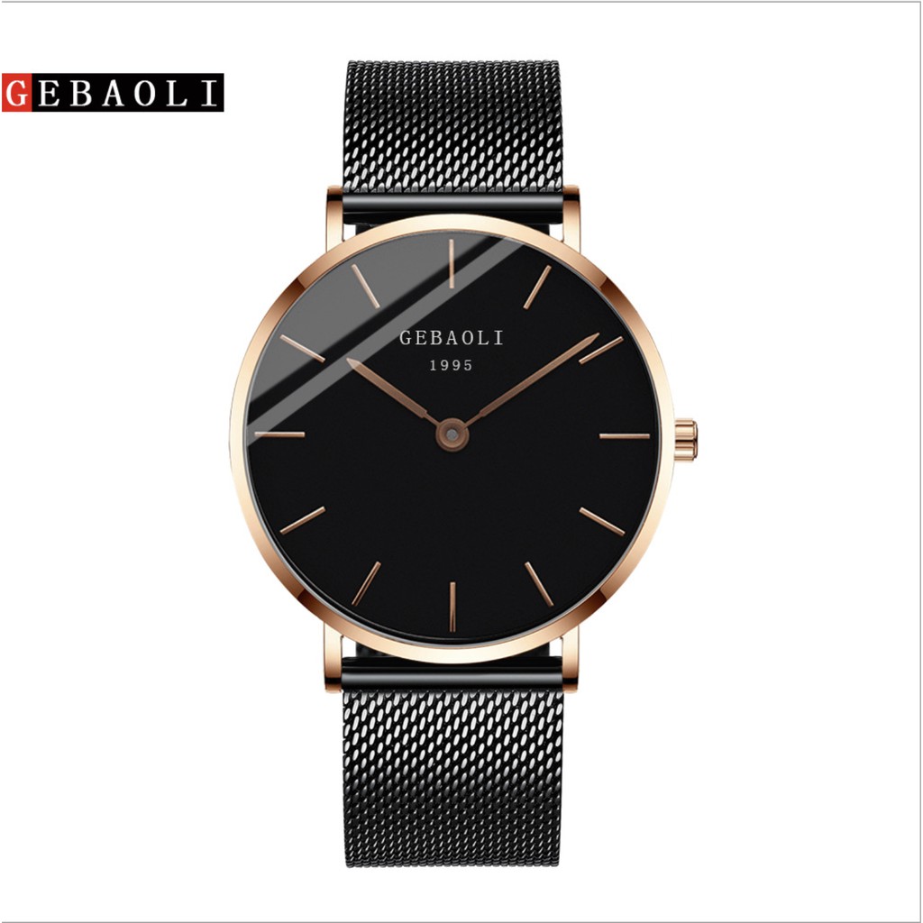 Đồng hồ nam GEBAOLI 1995 thời trang, lịch lãm, dây thép nhuyễn tuyệt đẹp, mặt mỏng, 2 kim độc đáo ( Mã: AGEB01 )