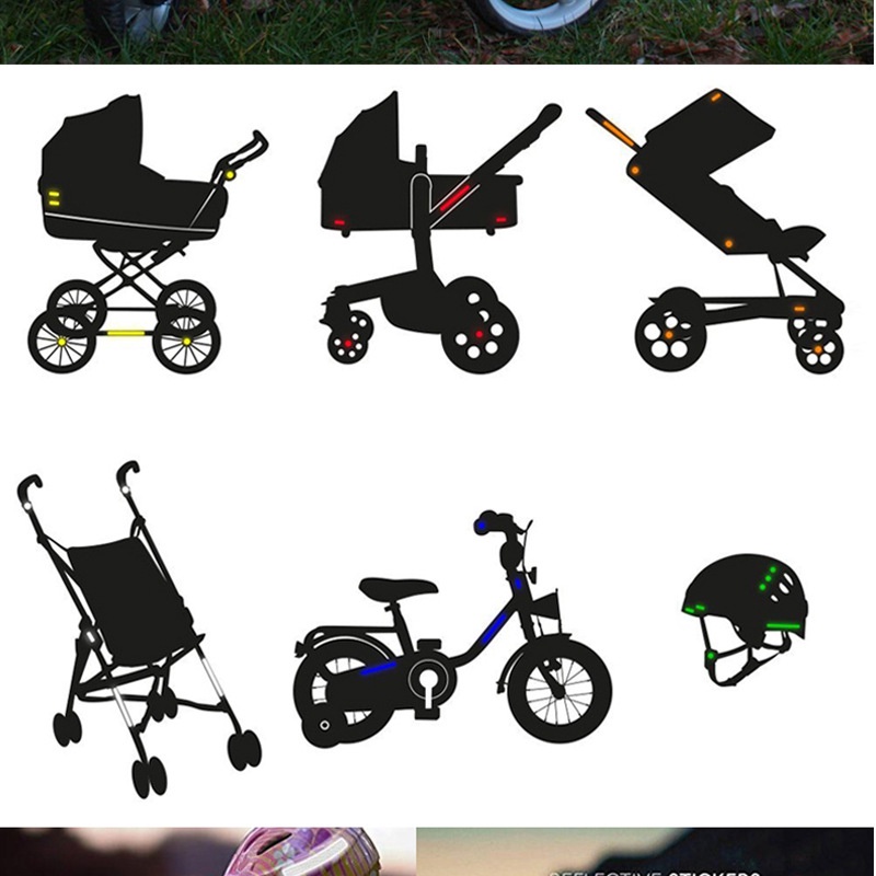 Bộ 21 Miếng Dán Cảnh Báo An Toàn Đa Năng In Logo Kẻ Sọc Phản Quang Cho Xe Hơi / Xe Đạp / Xe Máy