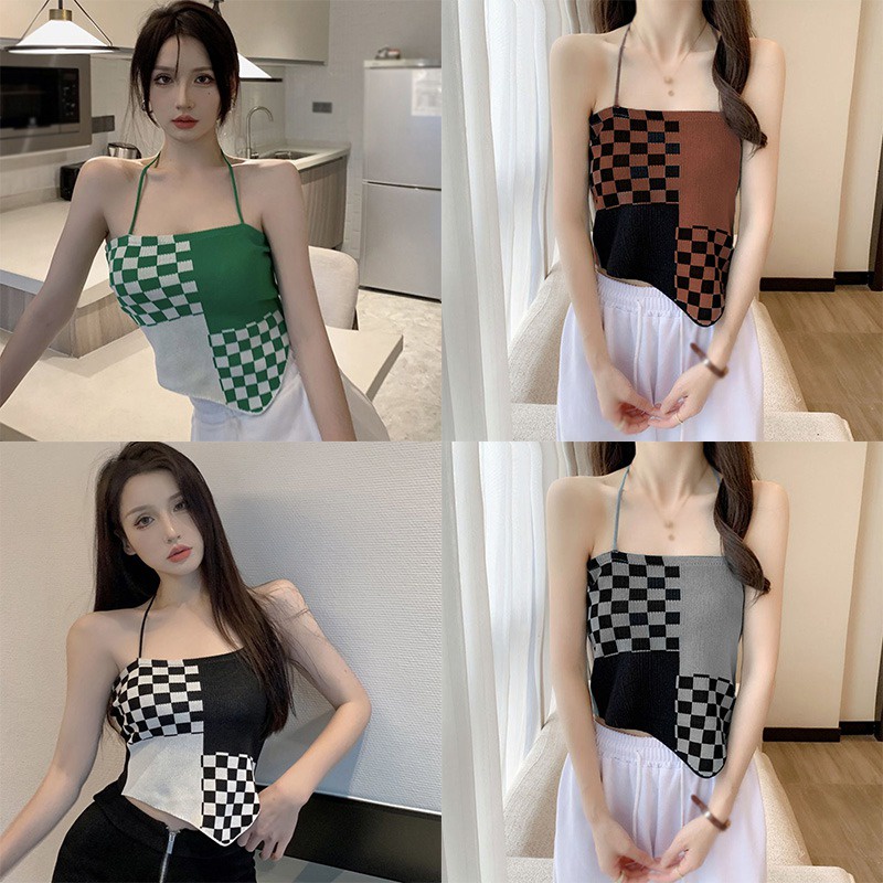 Áo Croptop Hai Dây Dáng Ôm Màu Sắc Độc Đáo Phong Cách Hàn Quốc Dành Cho Nữ