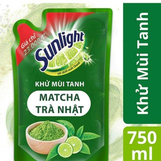 Nước rửa chén Sunlight trà xanh 750ml túi