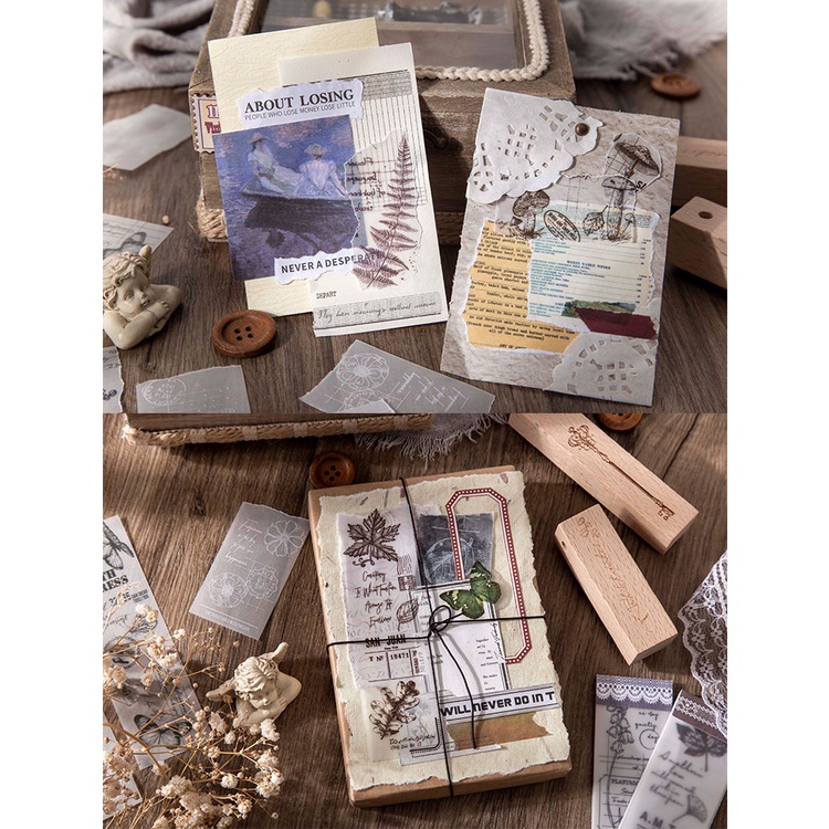 Bộ 30 Giấy Axit sulfuric In Họa Tiết Hoa Phong Cách retro Dùng Trang Trí Sổ Tay diy