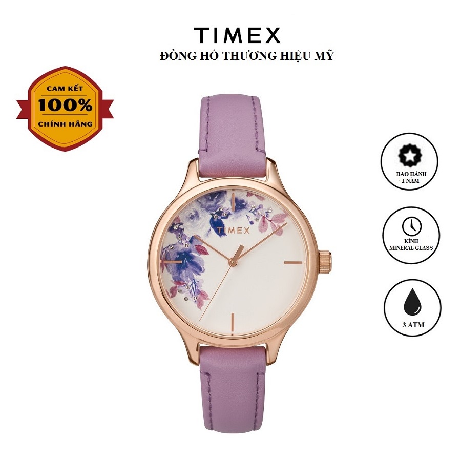 Đồng hồ Nữ Timex Bloom With Swarovski Crystals 36mm TW2T78300 Dây Da - Chính Hãng