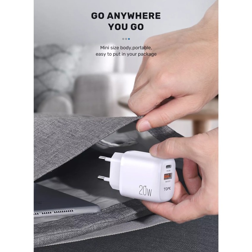 Củ Sạc Nhanh 2 cổng chuẩn PD 3.0 và QC 3.0