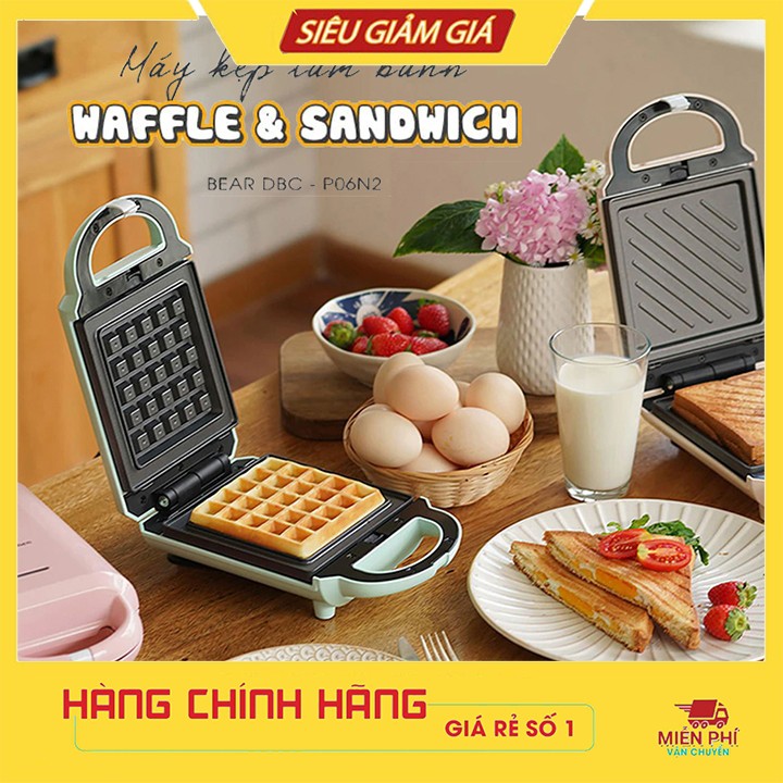 Máy Nướng Bánh Mỳ Sandwich - Waffle _Làm Bữa Ăn Sáng Cho Gia Đình_Bear P06N2
