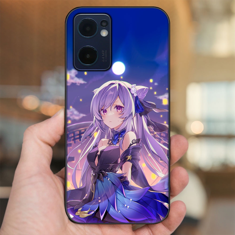 Ốp lưng Oppo Reno 7 5G viền đen in hình Keqing Genshin Impact