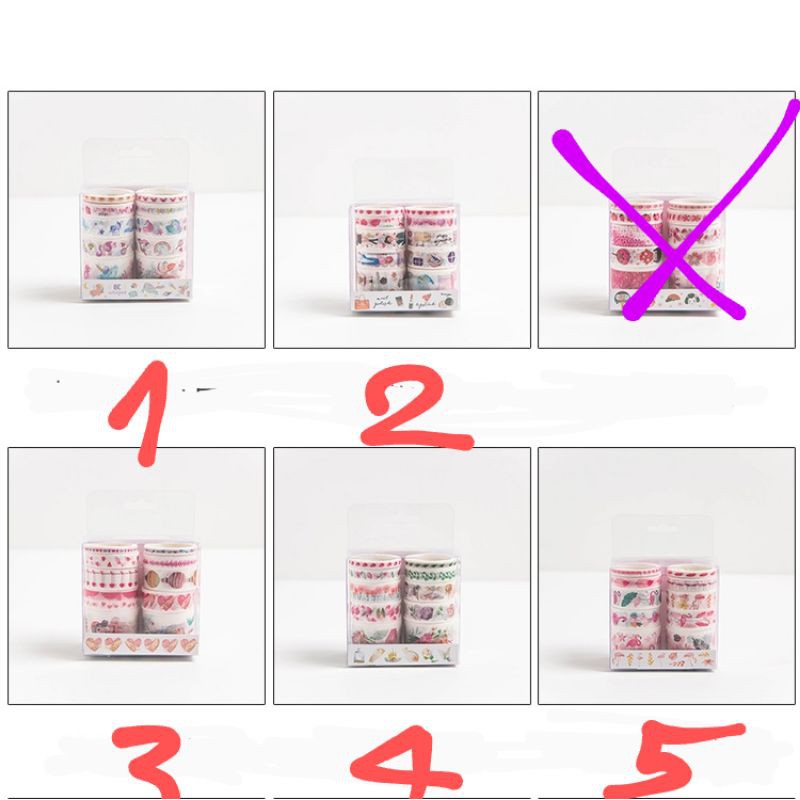 Hộp Băng keo washi hộp 10 cuộn, băng dính trang trí