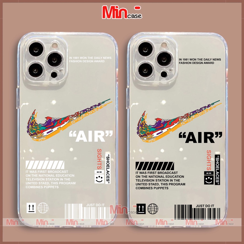 Ốp lưng iPhone Nike chống sốc viền vuông silicon trong suốt bvc cho iphone 6/6s/7/8/X/XS/XR/11/12/13 Pro Plus Max