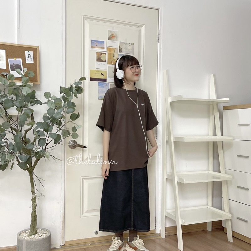 Áo thun tổ ong chữ agmin form rộng / thelalinn