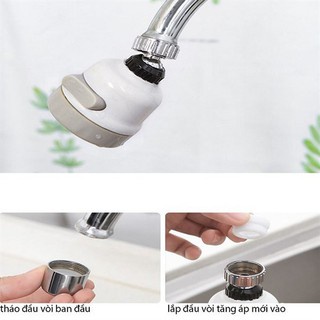 Đầu Vòi Rửa Tăng Áp Xoay 360 Độ, Dễ Tháo Lắp Và Tăng Áp Nhanh