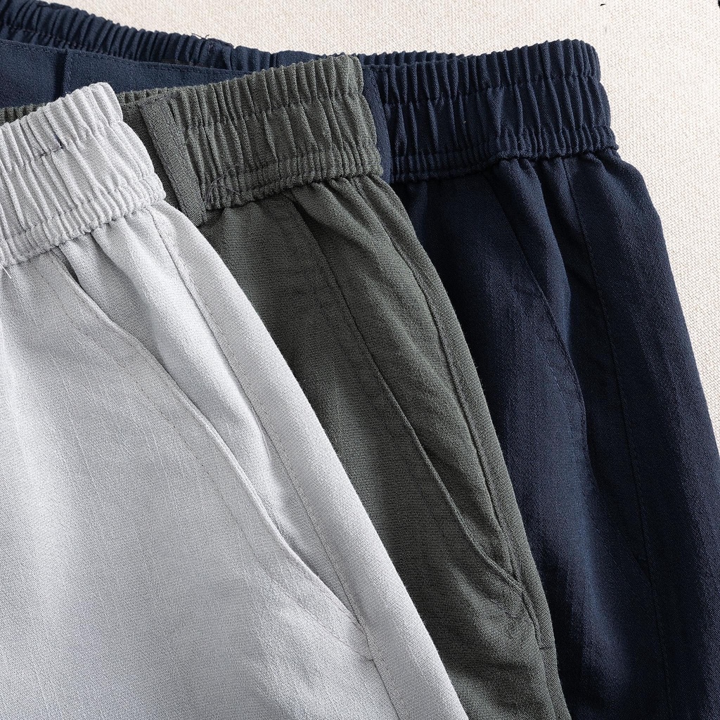 Quần short nam phong cách Hàn Quốc chất liệu vải đũi linen cao cấp (có thiết kế túi sau) - Quần short thể thao nam QN111