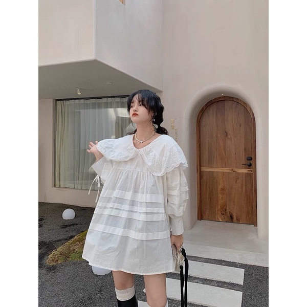 VÁY CỔ BÈO BABYDOLL TAY PHỒNG BÚP BÊ
