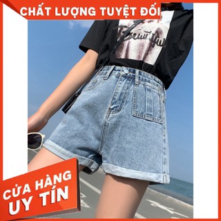 Quần Short Jean Nữ Xắn Gấu, 1 Bên Túi Vuông Gân Giữa Cực Kỳ Trendy /Hình Thật