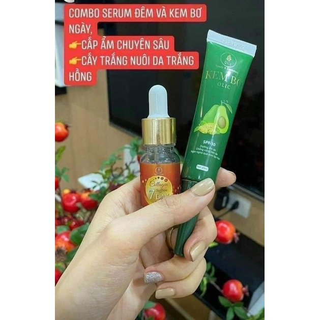 Combo Tái Sinh Làn Da Olic Kem Bơ Olic + Serum 7Day Collagen saffon + Sữa Rửa Mặt Sữa Chua Olic