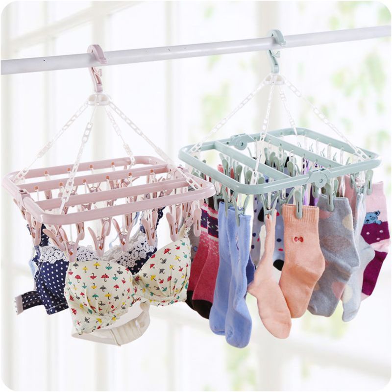 Dây Phơi Quần Áo / Đồ Lót 32 Kẹp Có Thể Gấp Gọn Tiện Dụng