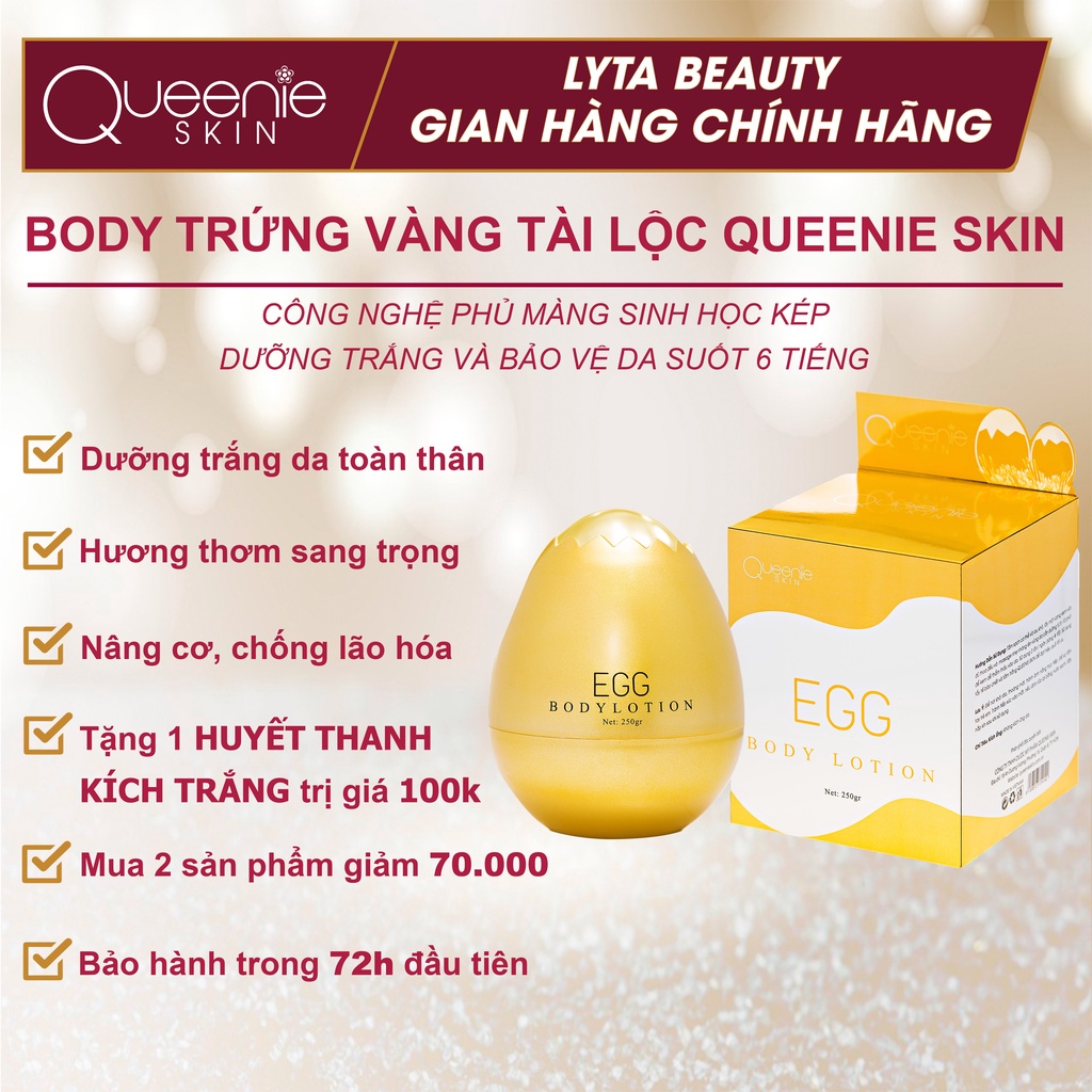 Body trứng vàng [egg body lotion] Queenie Skin 250gr