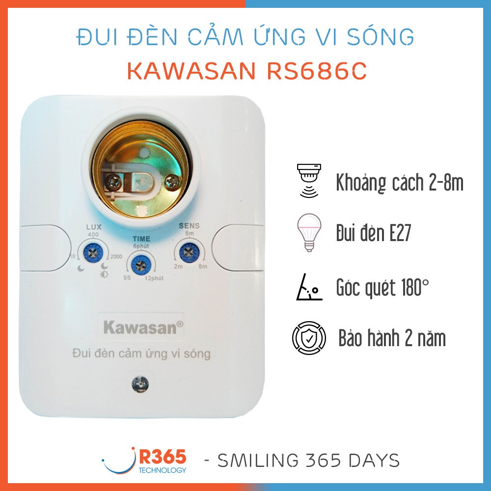 Đui Đèn Cảm Ứng Vi Sóng Góc Quét 180° Công Suất 100W RS686C - Hàng Chính Hãng