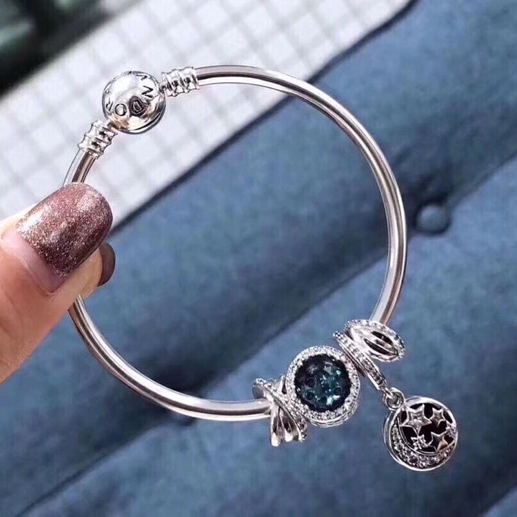 Pandora Vòng tay Pandora s925 Silver Star vòng tay câu chuyện cổ tích trái tim đại dương bộ quà tặng